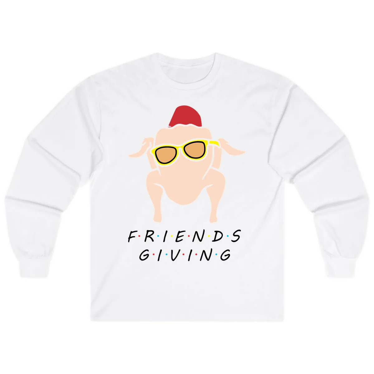 Friendsgiving Turkey With Sunglasses Long Sleeve in White
