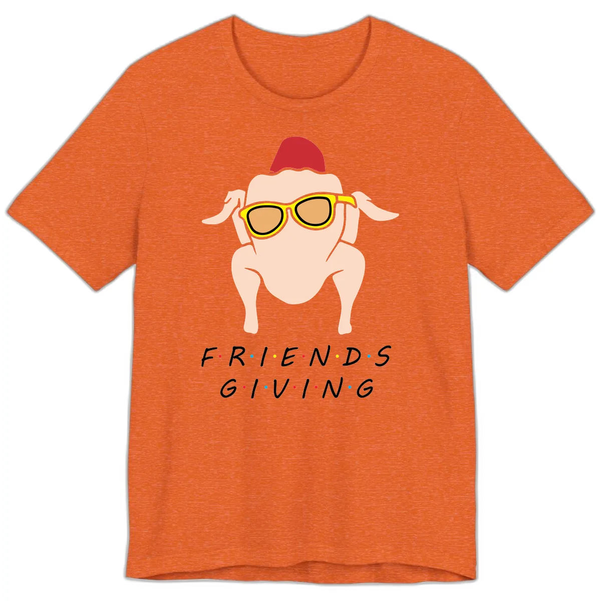 Friendsgiving Turkey With Sunglasses Premium T-Shirt in Heather Orange