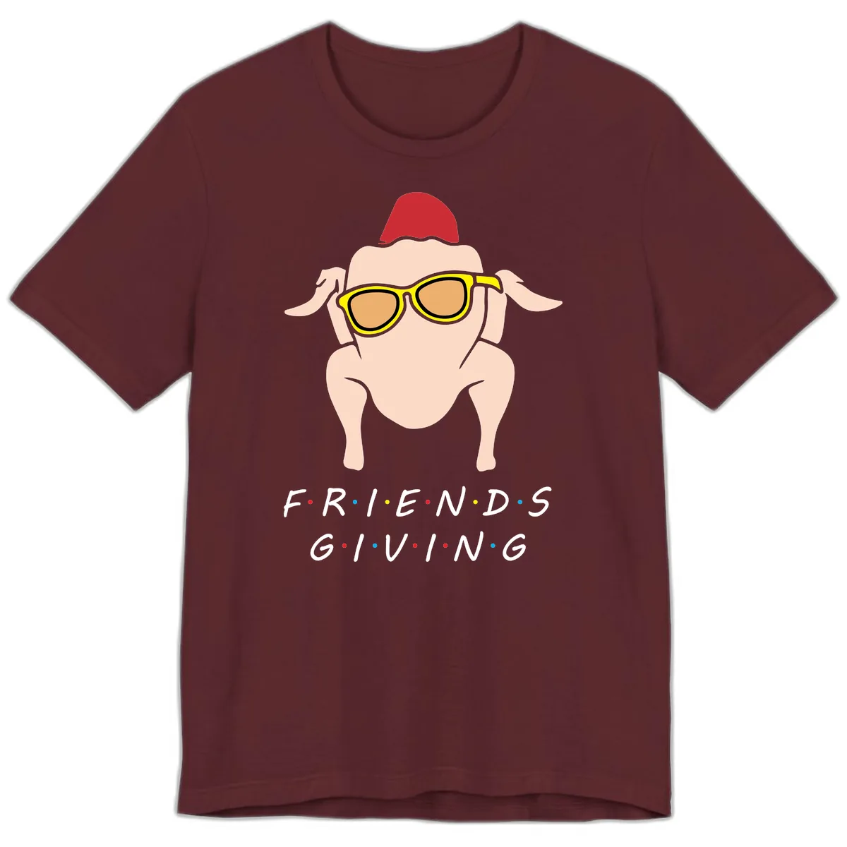 Friendsgiving Turkey With Sunglasses Premium T-Shirt in Maroon