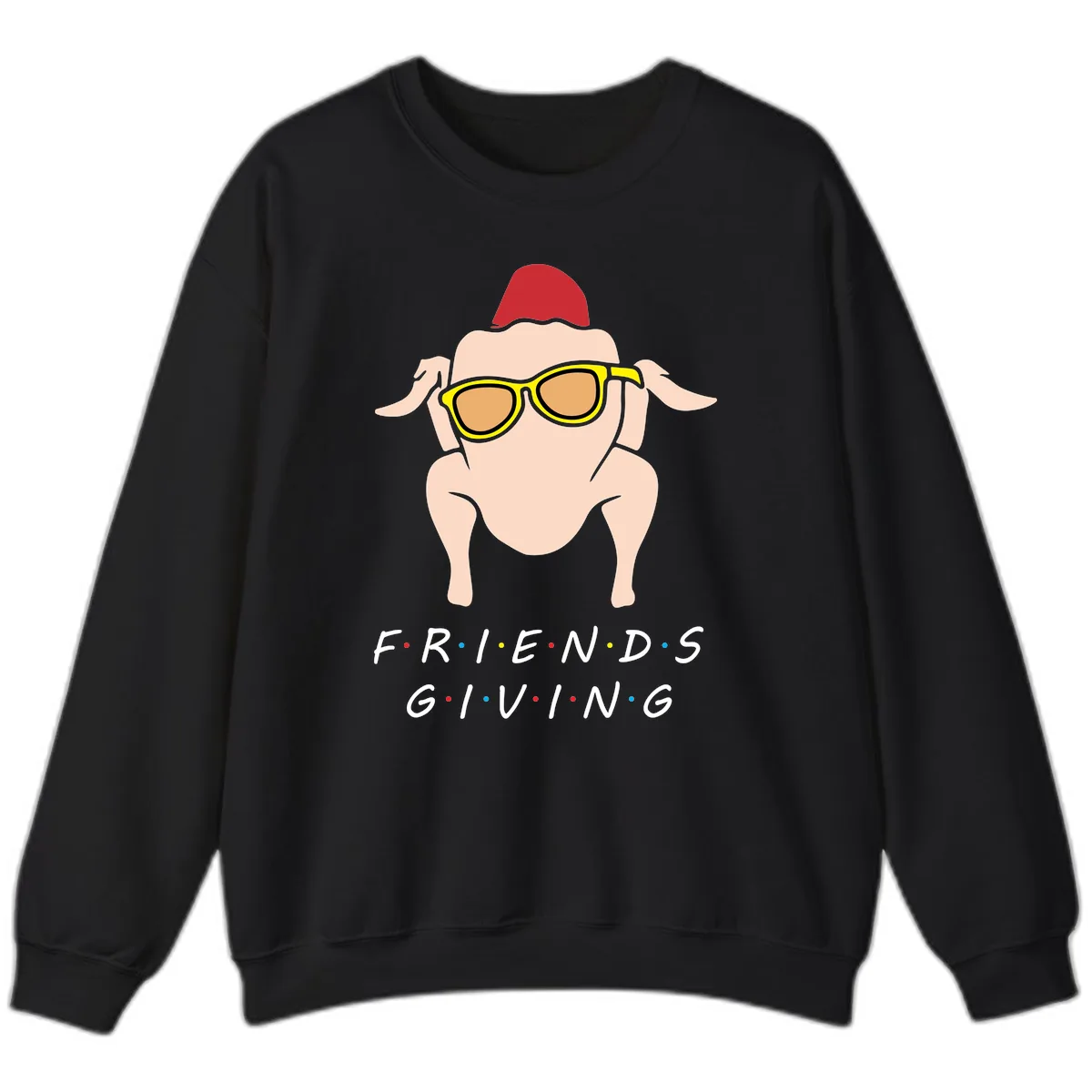 Friendsgiving Turkey With Sunglasses Sweatshirt in Black
