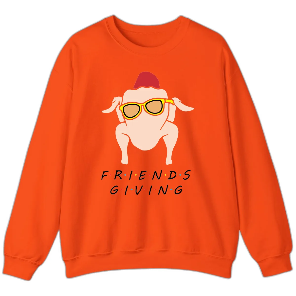 Friendsgiving Turkey With Sunglasses Sweatshirt in Orange