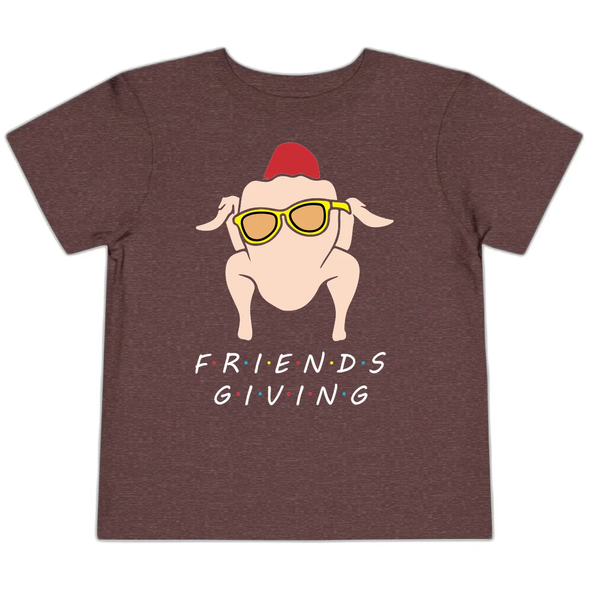 Friendsgiving Turkey With Sunglasses Toddler T-Shirt in Heather Maroon