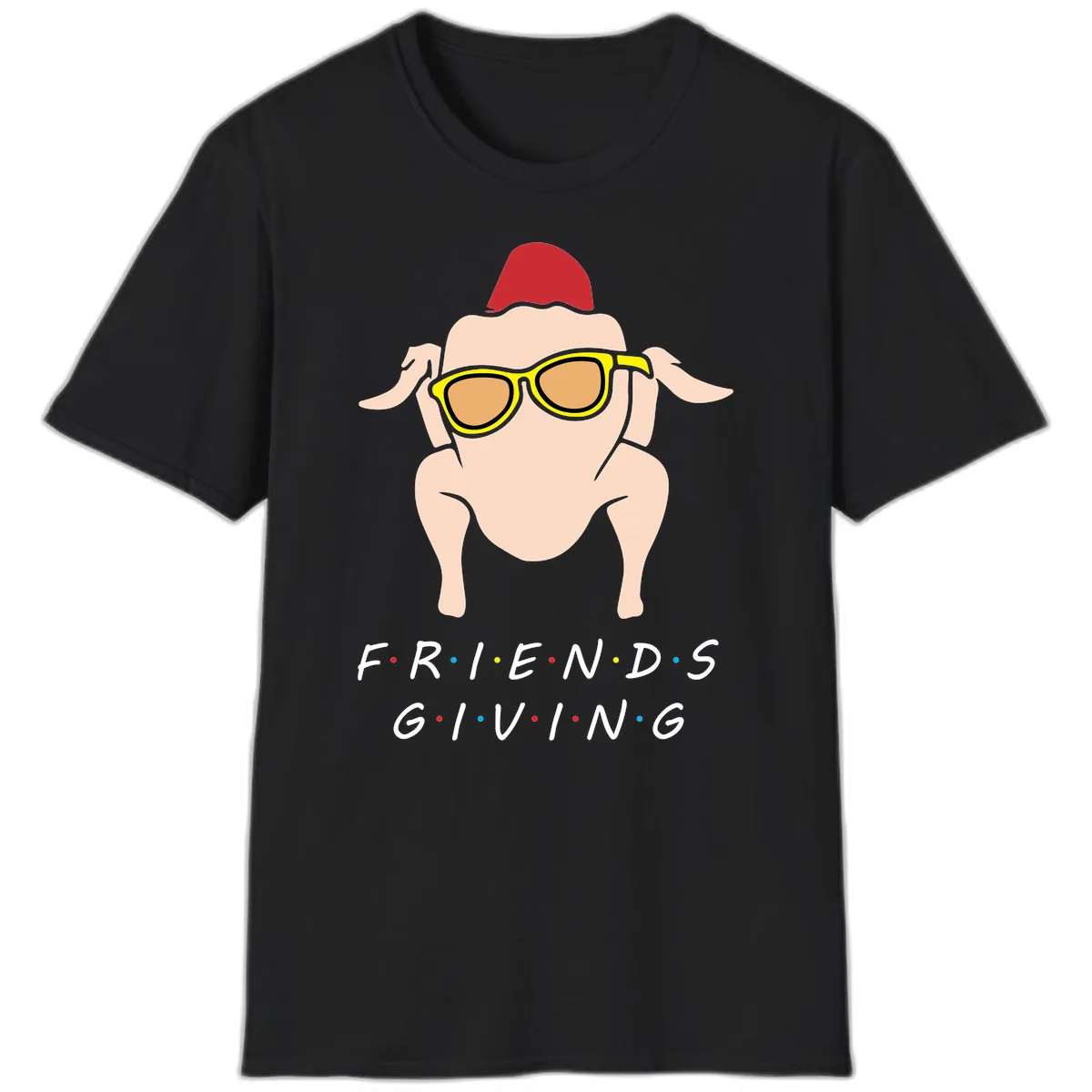 Friendsgiving Turkey With Sunglasses T-Shirt in Black