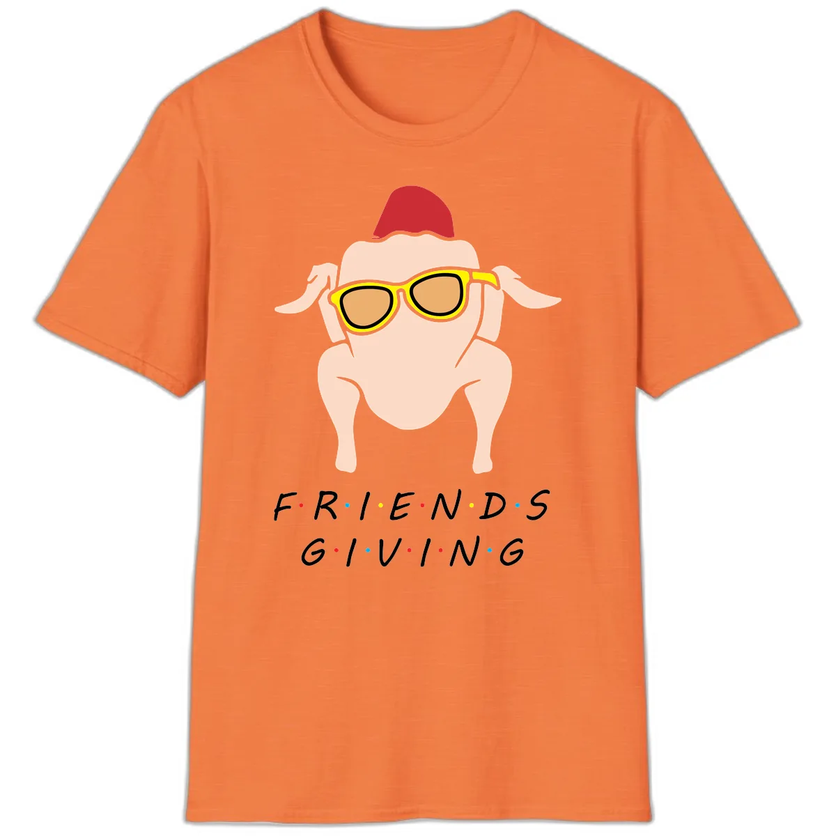 Friendsgiving Turkey With Sunglasses T-Shirt in Heather Orange