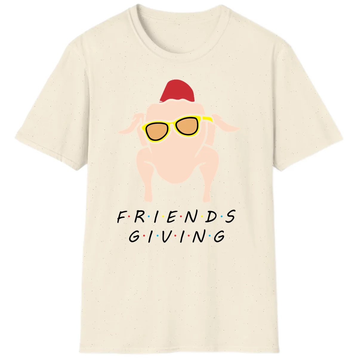 Friendsgiving Turkey With Sunglasses T-Shirt in Natural