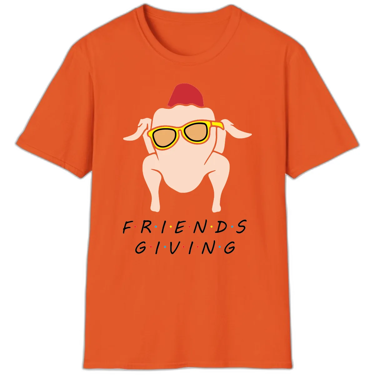 Friendsgiving Turkey With Sunglasses T-Shirt in Orange