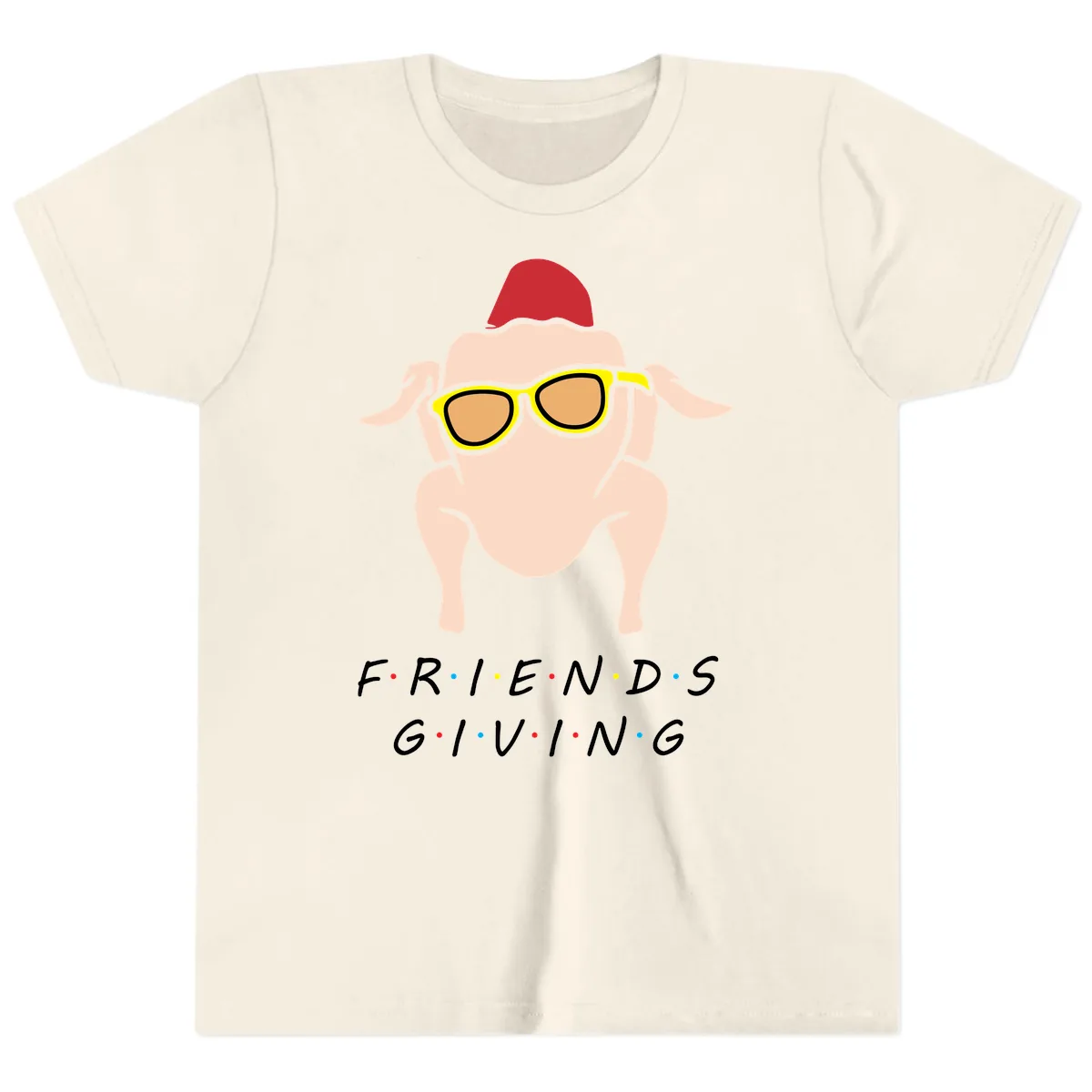 Friendsgiving Turkey With Sunglasses Youth T-Shirt in Natural