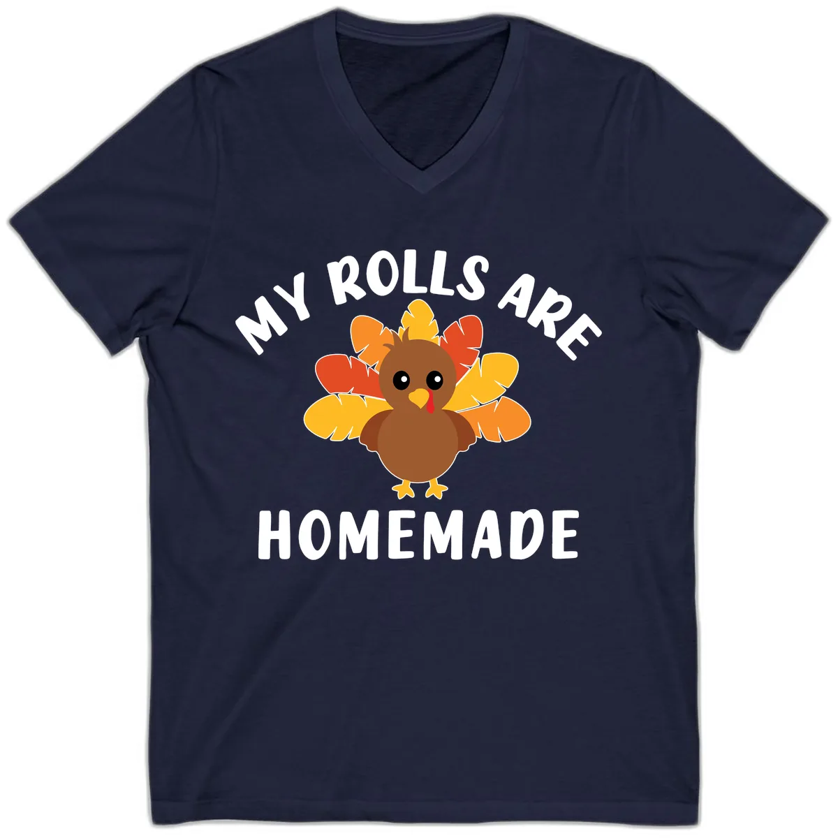 My Rolls Are Homemade Turkey Design V-Neck in Navy