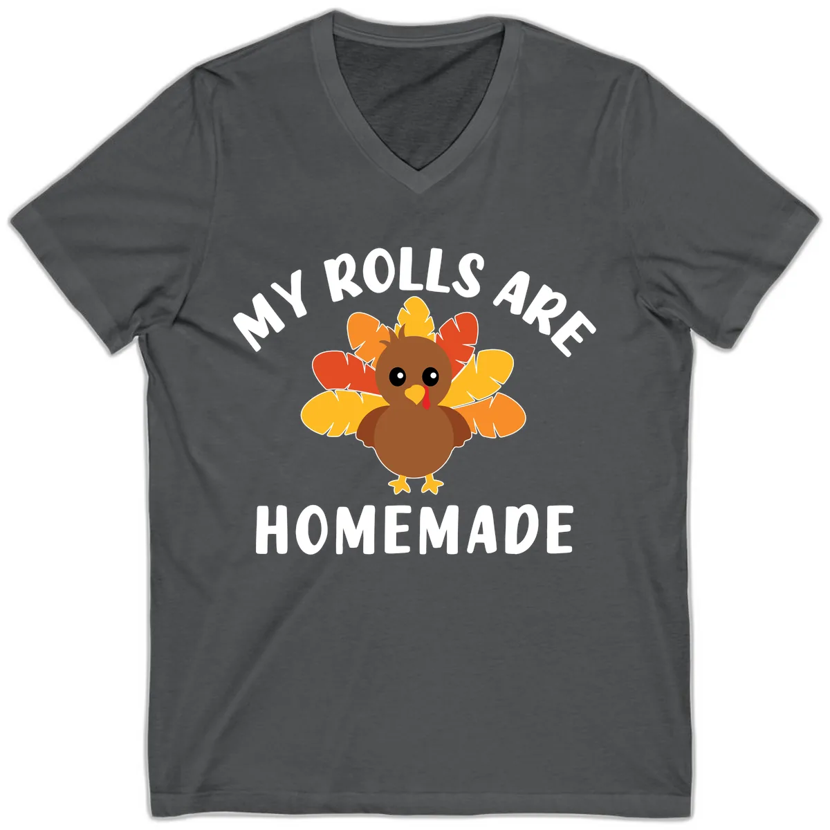 My Rolls Are Homemade Turkey Design V-Neck in Asphalt