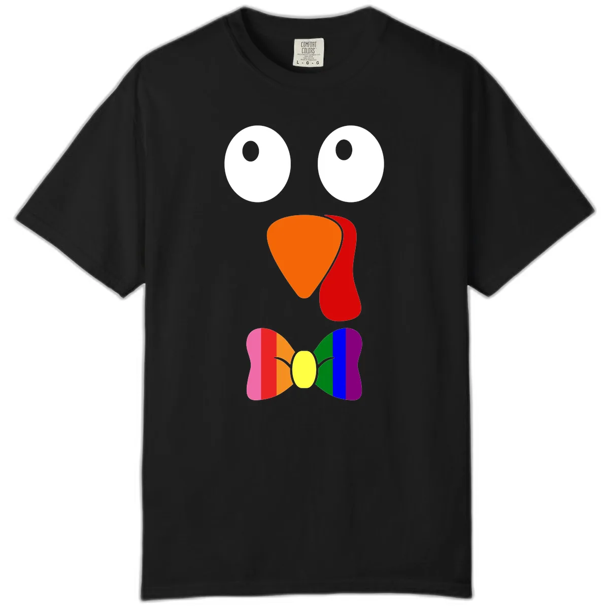 Rainbow Bowtie Turkey Face Comfort Color in Black