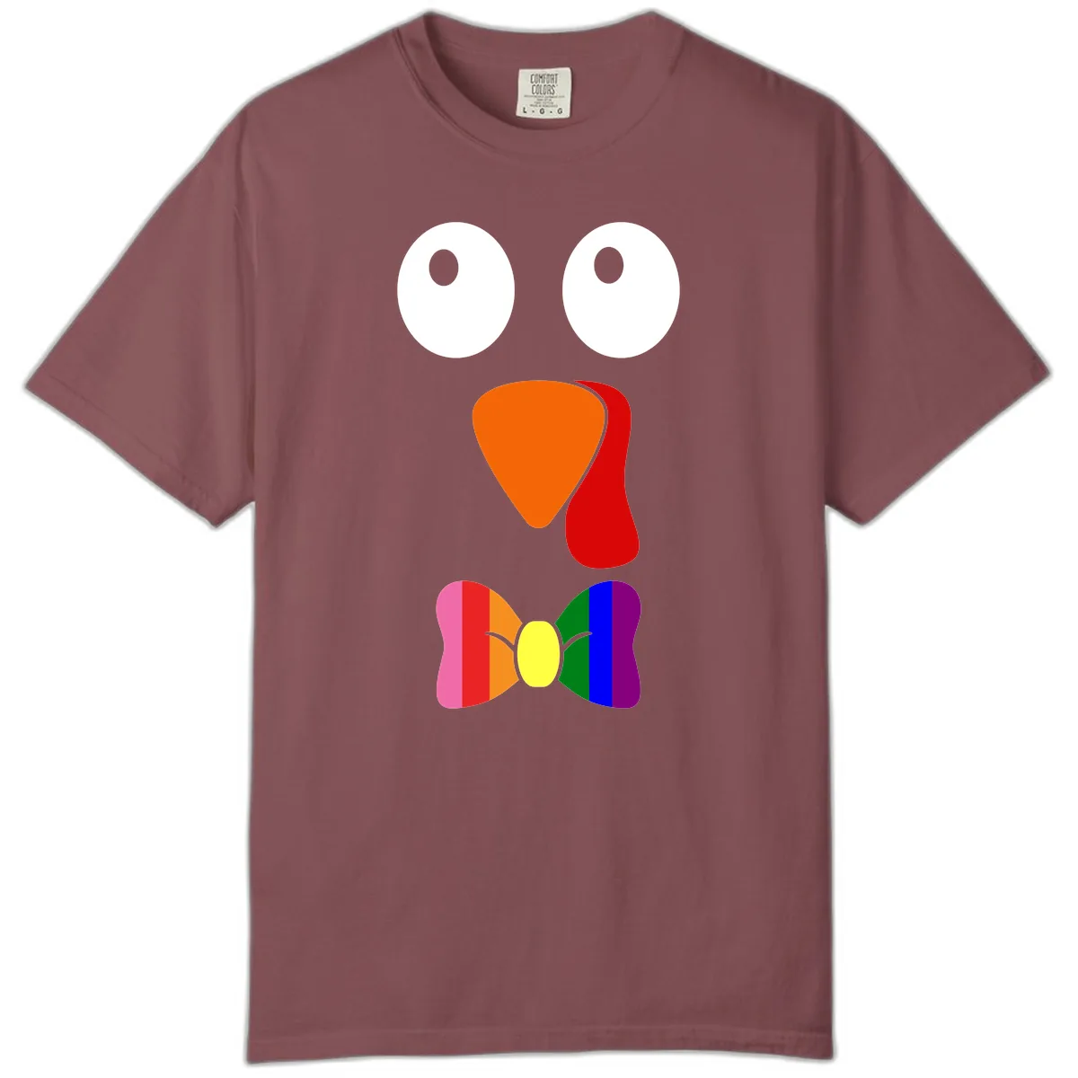 Rainbow Bowtie Turkey Face Comfort Color in Brick