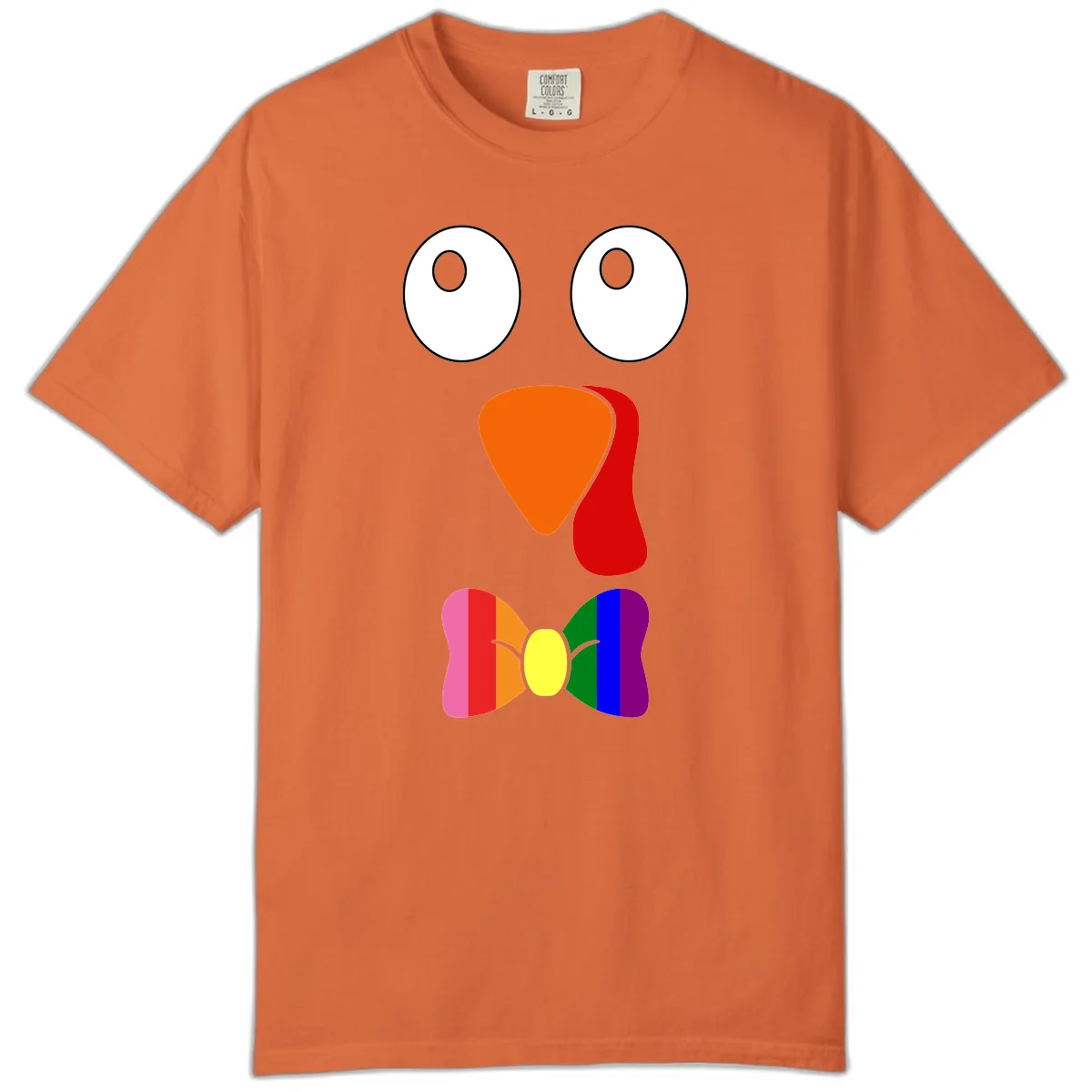 Rainbow Bowtie Turkey Face Comfort Color in Burnt Orange