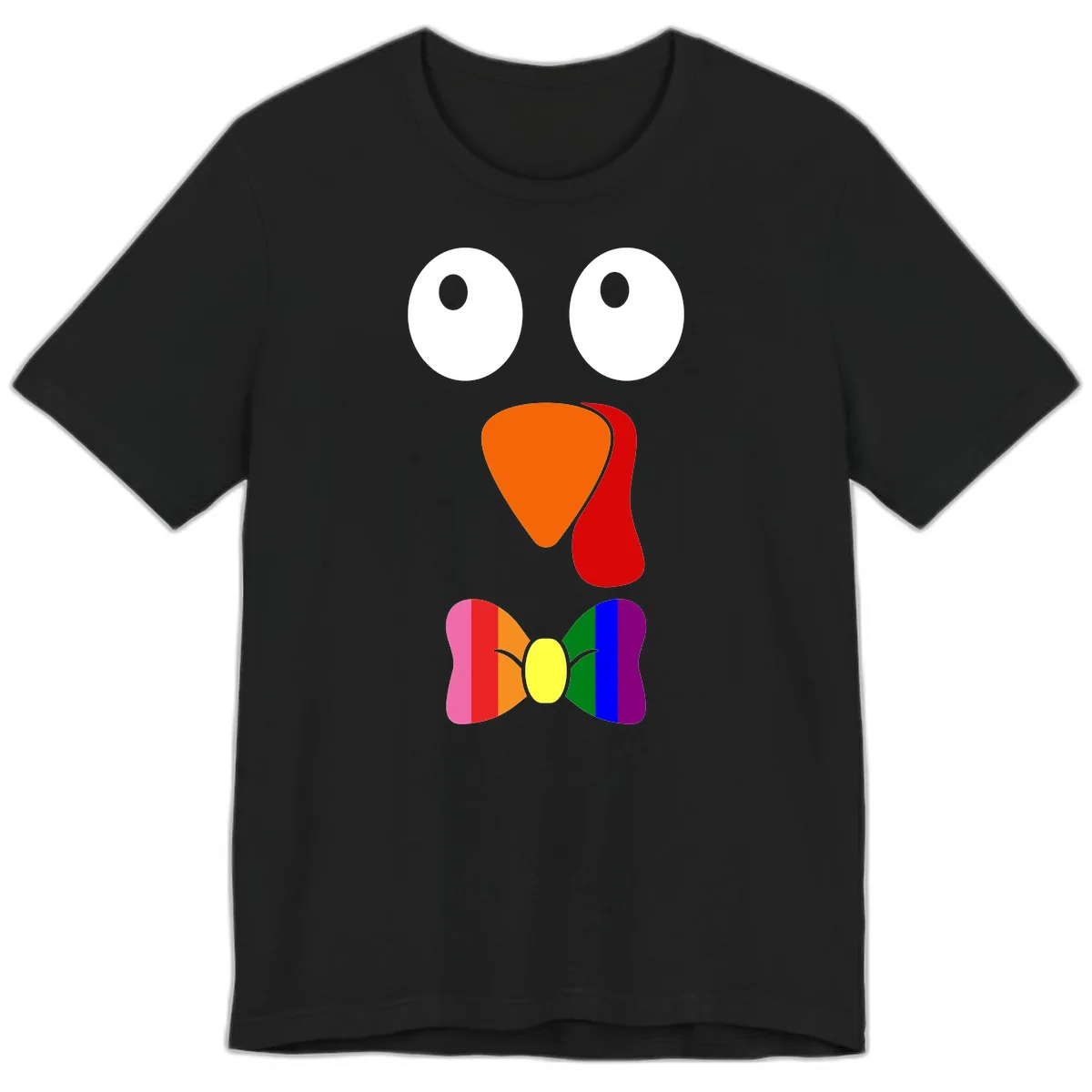 Rainbow Bowtie Turkey Face Premium T-Shirt in Black