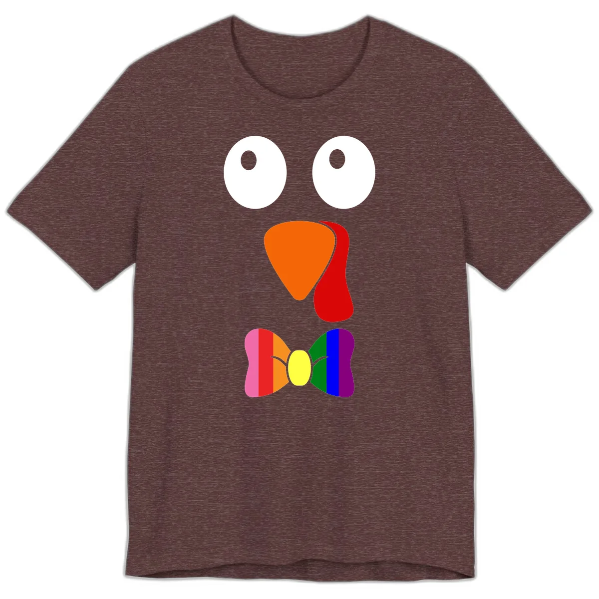 Rainbow Bowtie Turkey Face Premium T-Shirt in Heather Maroon
