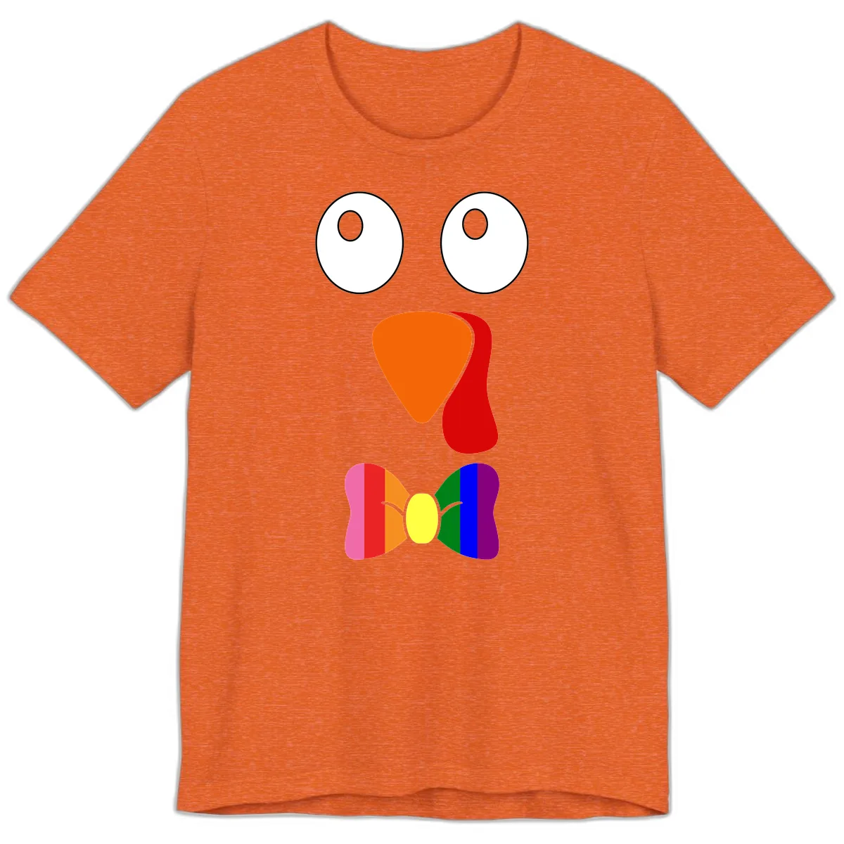 Rainbow Bowtie Turkey Face Premium T-Shirt in Heather Orange