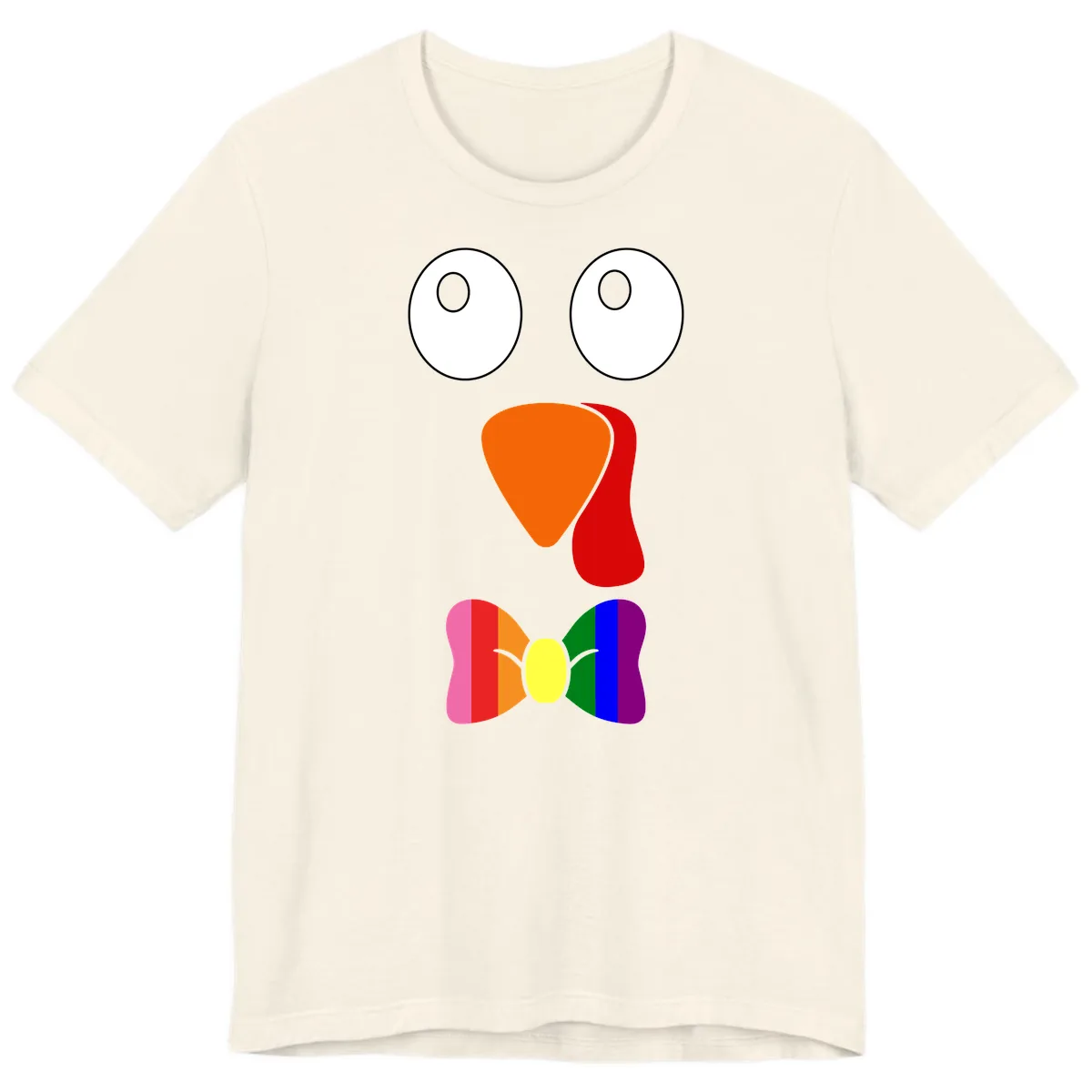 Rainbow Bowtie Turkey Face Premium T-Shirt in Natural
