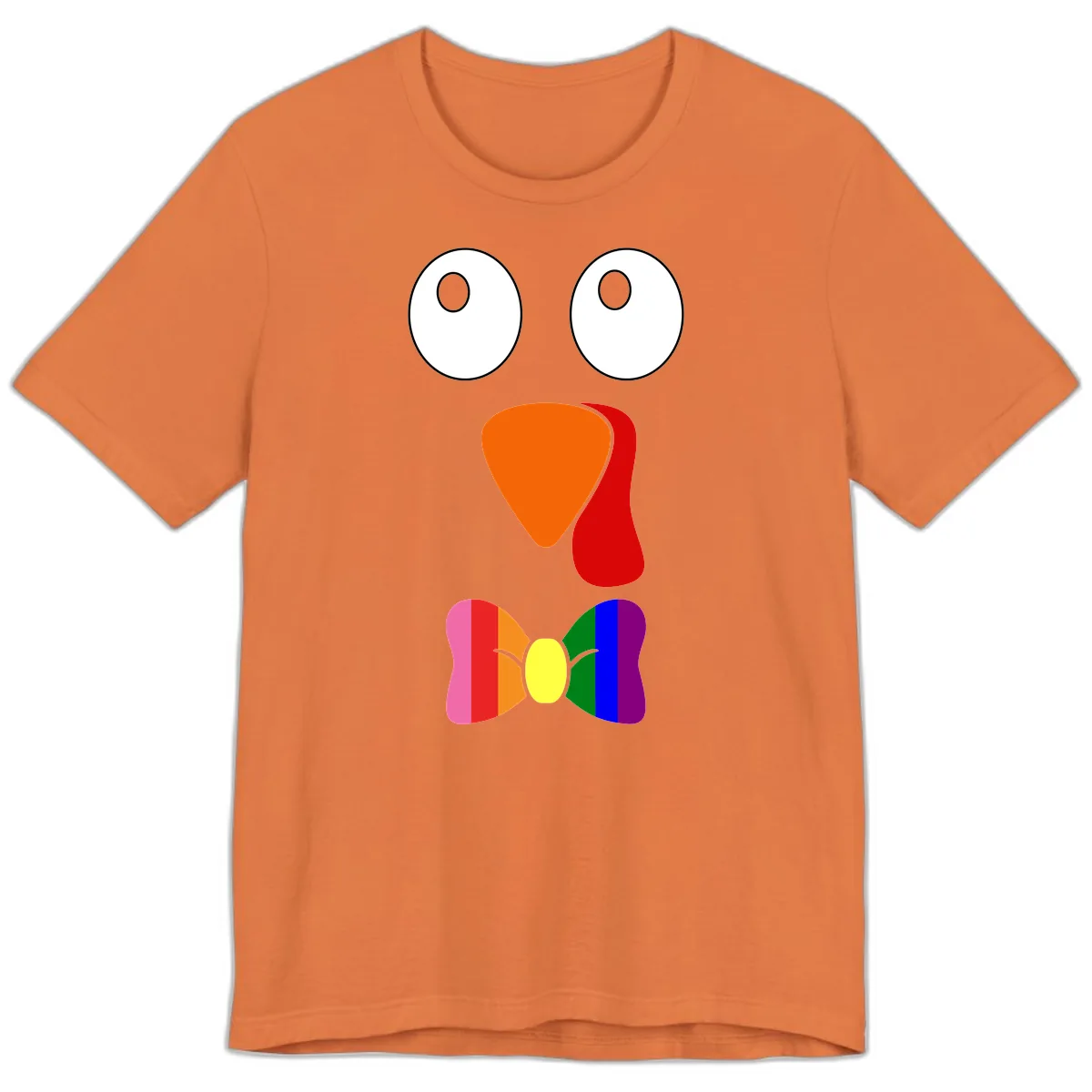 Rainbow Bowtie Turkey Face Premium T-Shirt in Burnt Orange