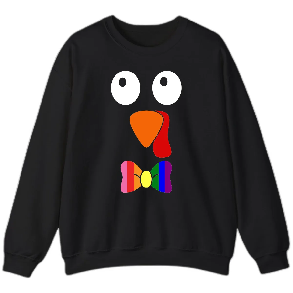 Rainbow Bowtie Turkey Face Sweatshirt in Black