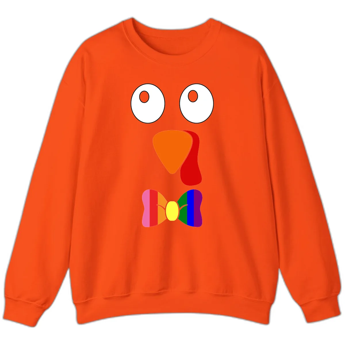 Rainbow Bowtie Turkey Face Sweatshirt in Orange