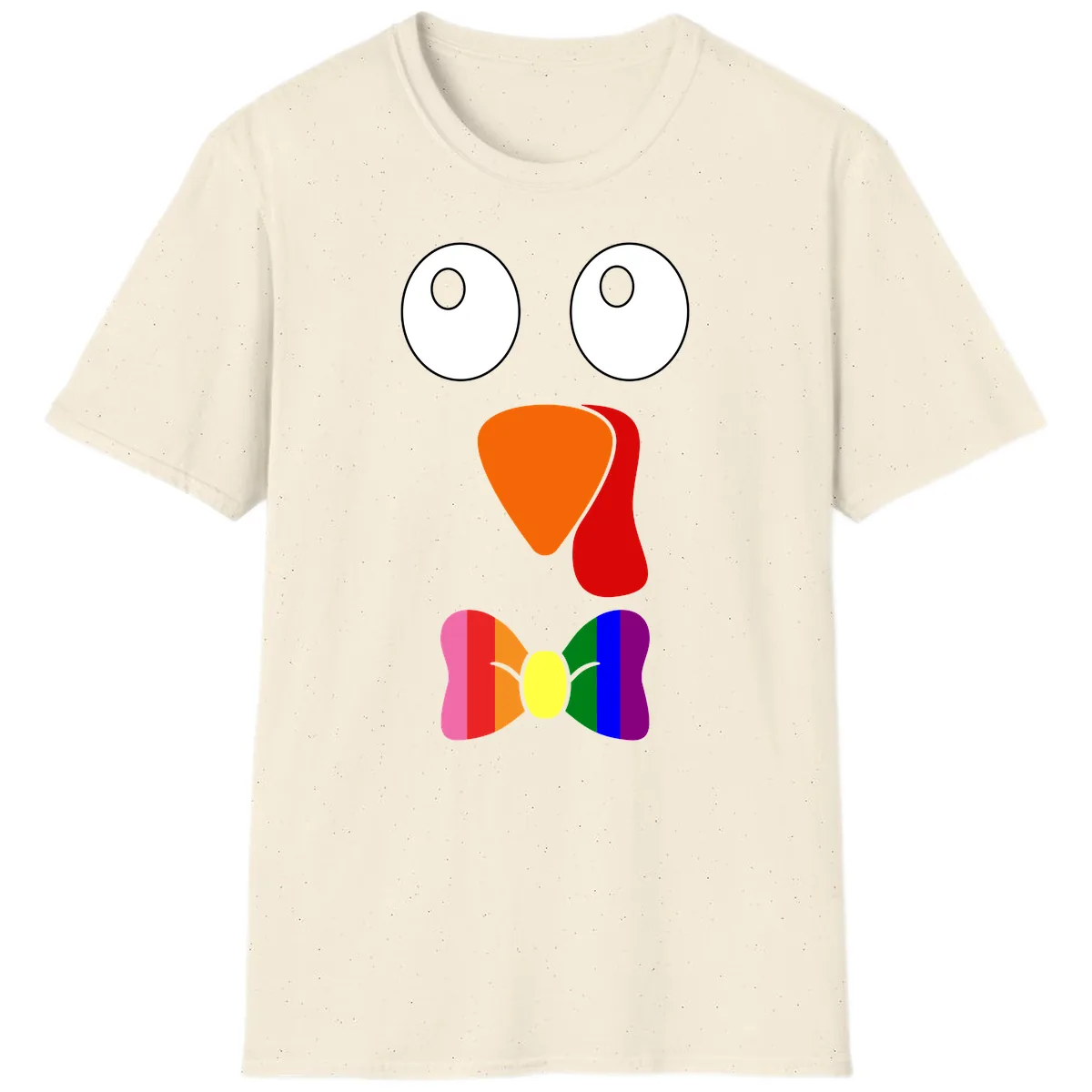 Rainbow Bowtie Turkey Face T-Shirt in Natural