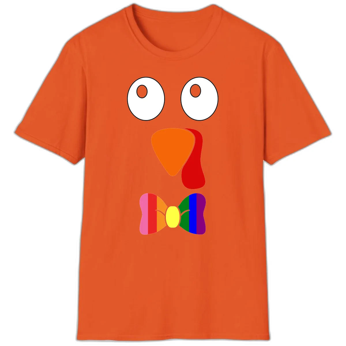 Rainbow Bowtie Turkey Face T-Shirt in Orange