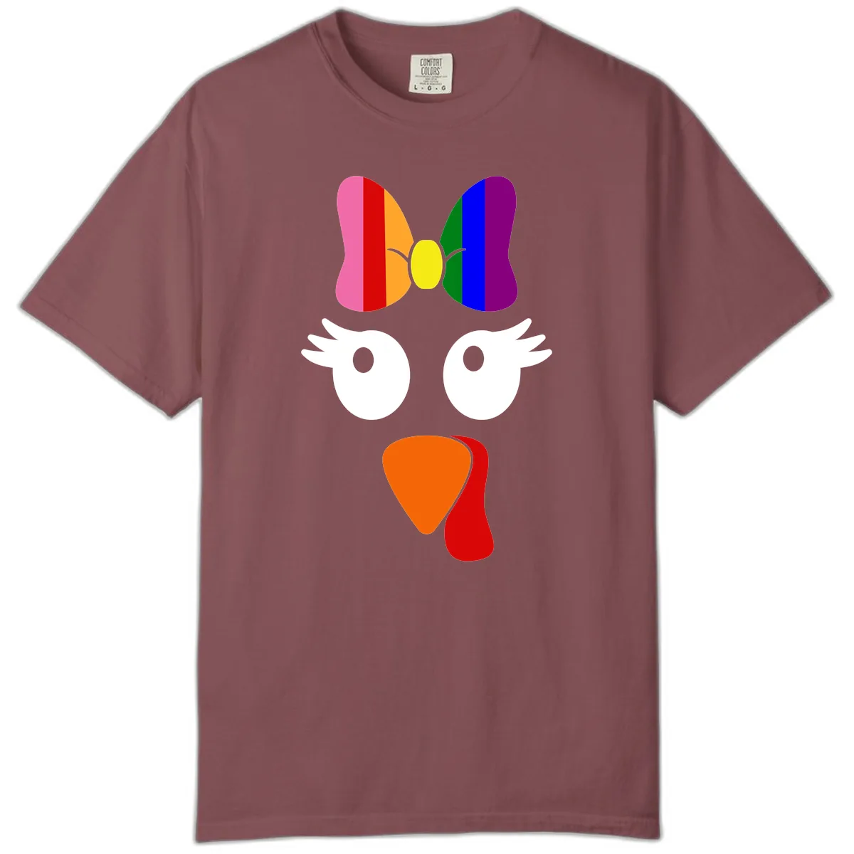 Rainbow Turkey Face Thanksgiving Design Comfort Color in Brick