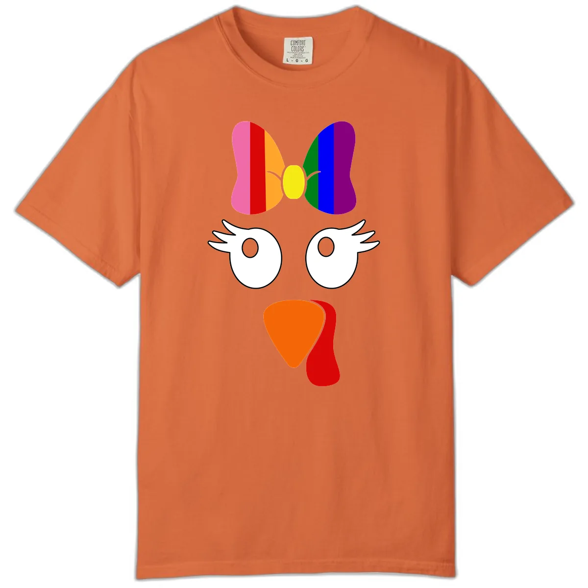 Rainbow Turkey Face Thanksgiving Design Comfort Color in Burnt Orange