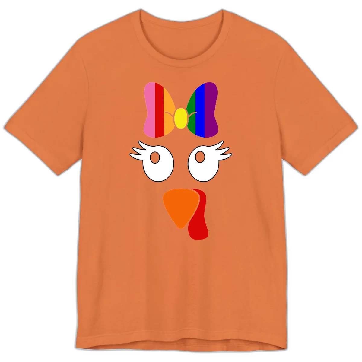 Rainbow Turkey Face Thanksgiving Design Premium T-Shirt in Burnt Orange