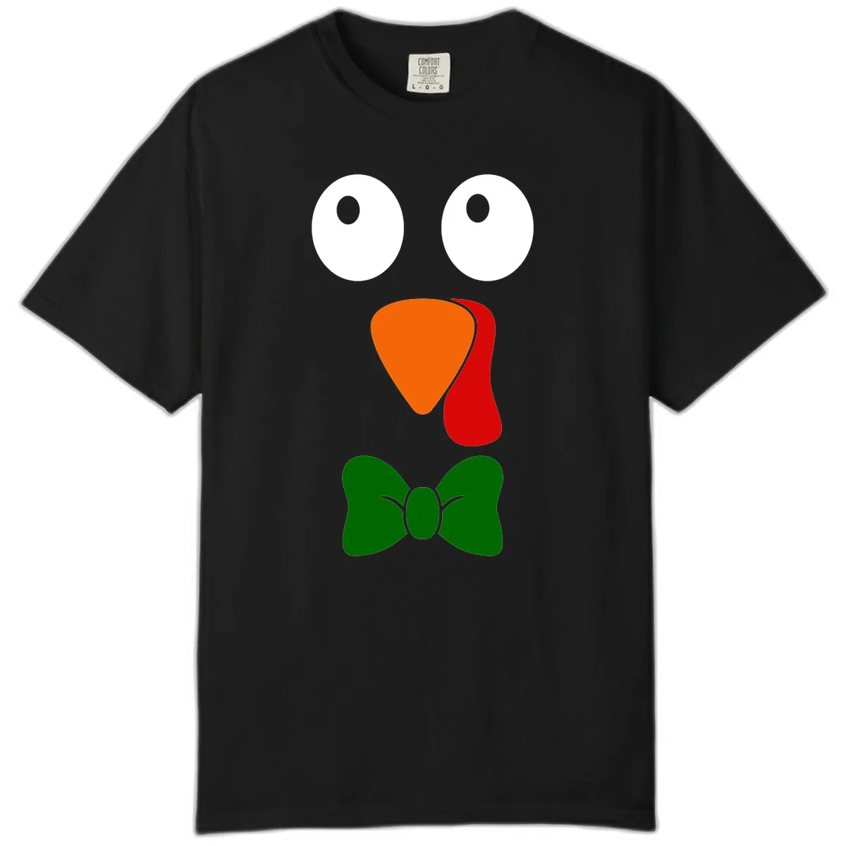 Cute Turkey Face With Bowtie Comfort Color in Black