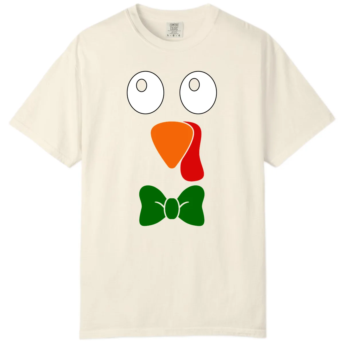 Cute Turkey Face With Bowtie Comfort Color in Ivory