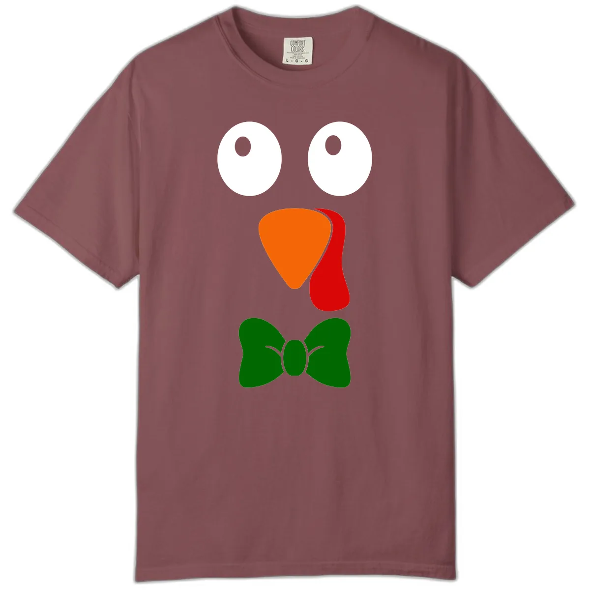 Cute Turkey Face With Bowtie Comfort Color in Brick