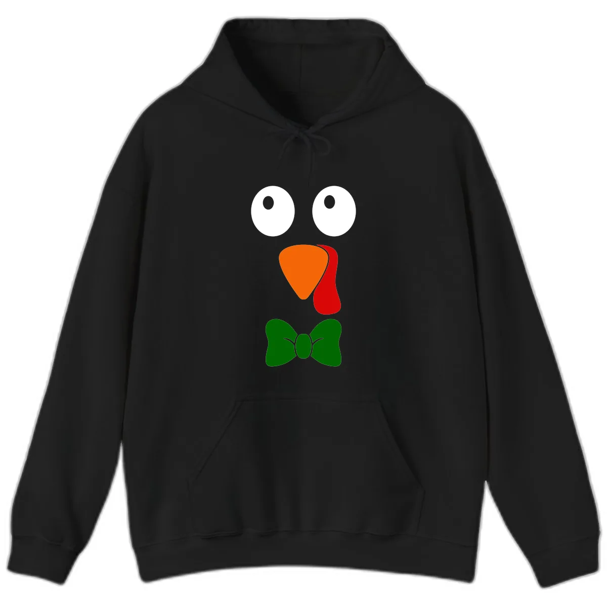 Cute Turkey Face With Bowtie Hoodie in Black