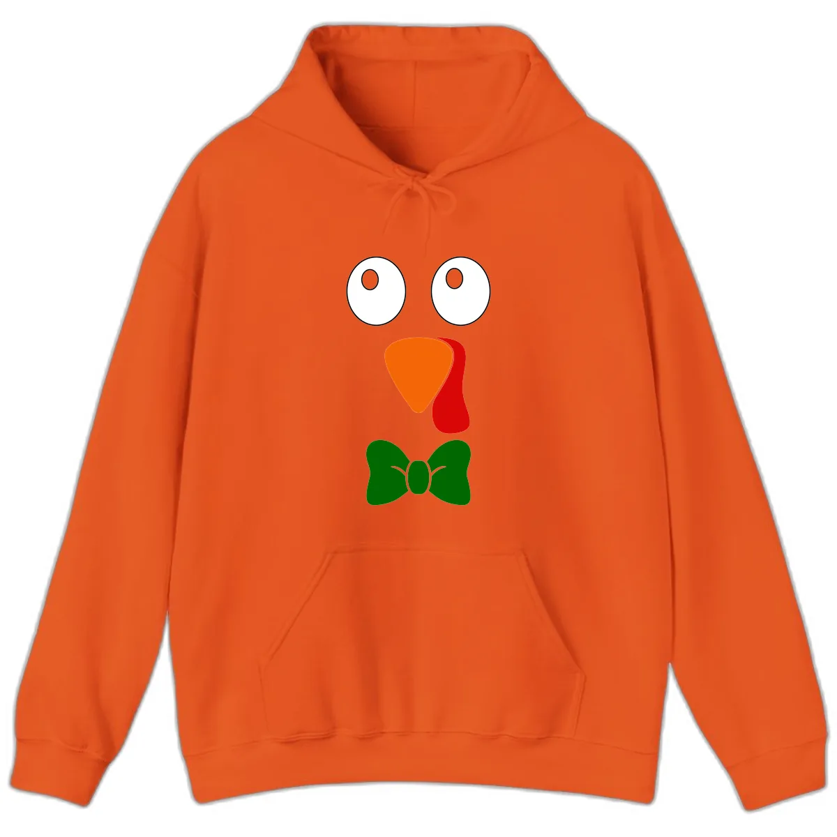 Cute Turkey Face With Bowtie Hoodie in Orange