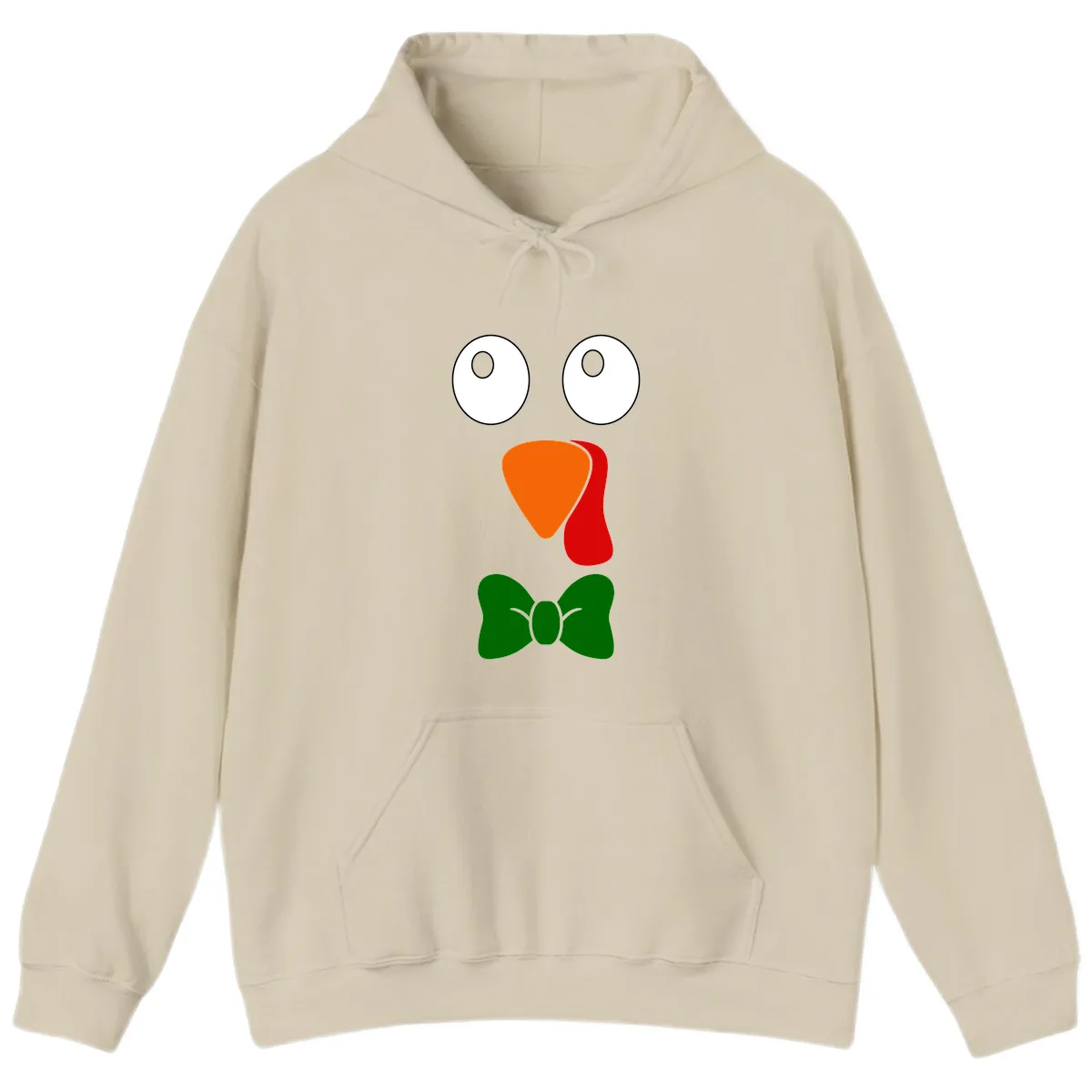 Cute Turkey Face With Bowtie Hoodie in Sand