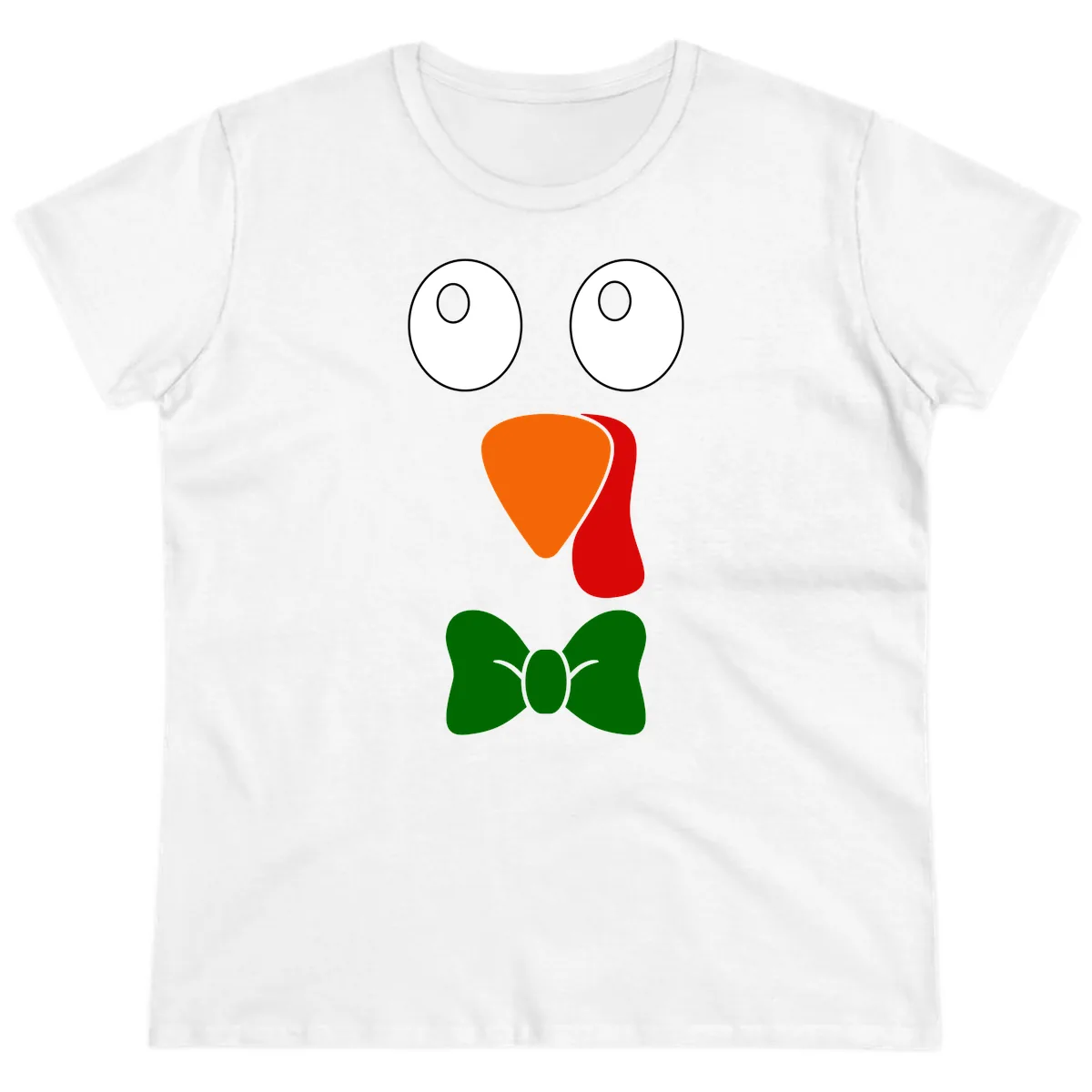 Cute Turkey Face With Bowtie Ladies Tee in White