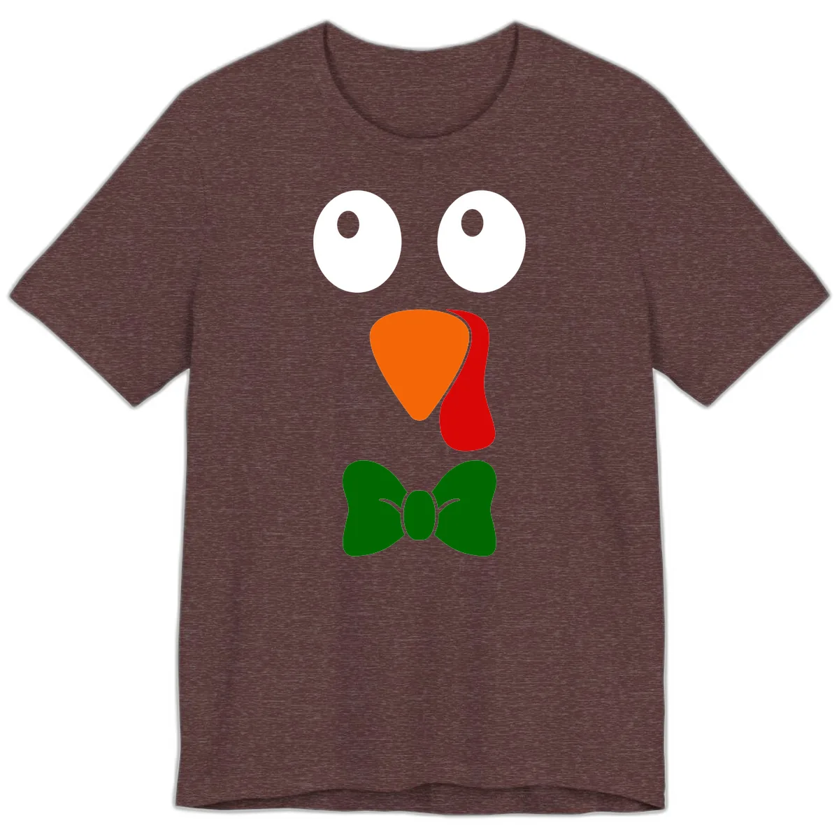 Cute Turkey Face With Bowtie Premium T-Shirt in Heather Maroon