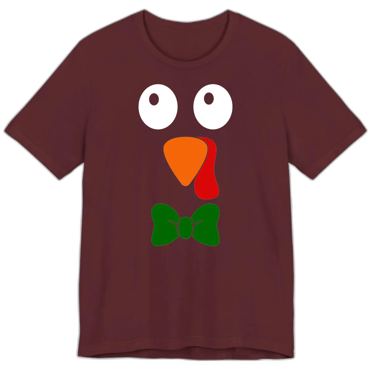 Cute Turkey Face With Bowtie Premium T-Shirt in Maroon