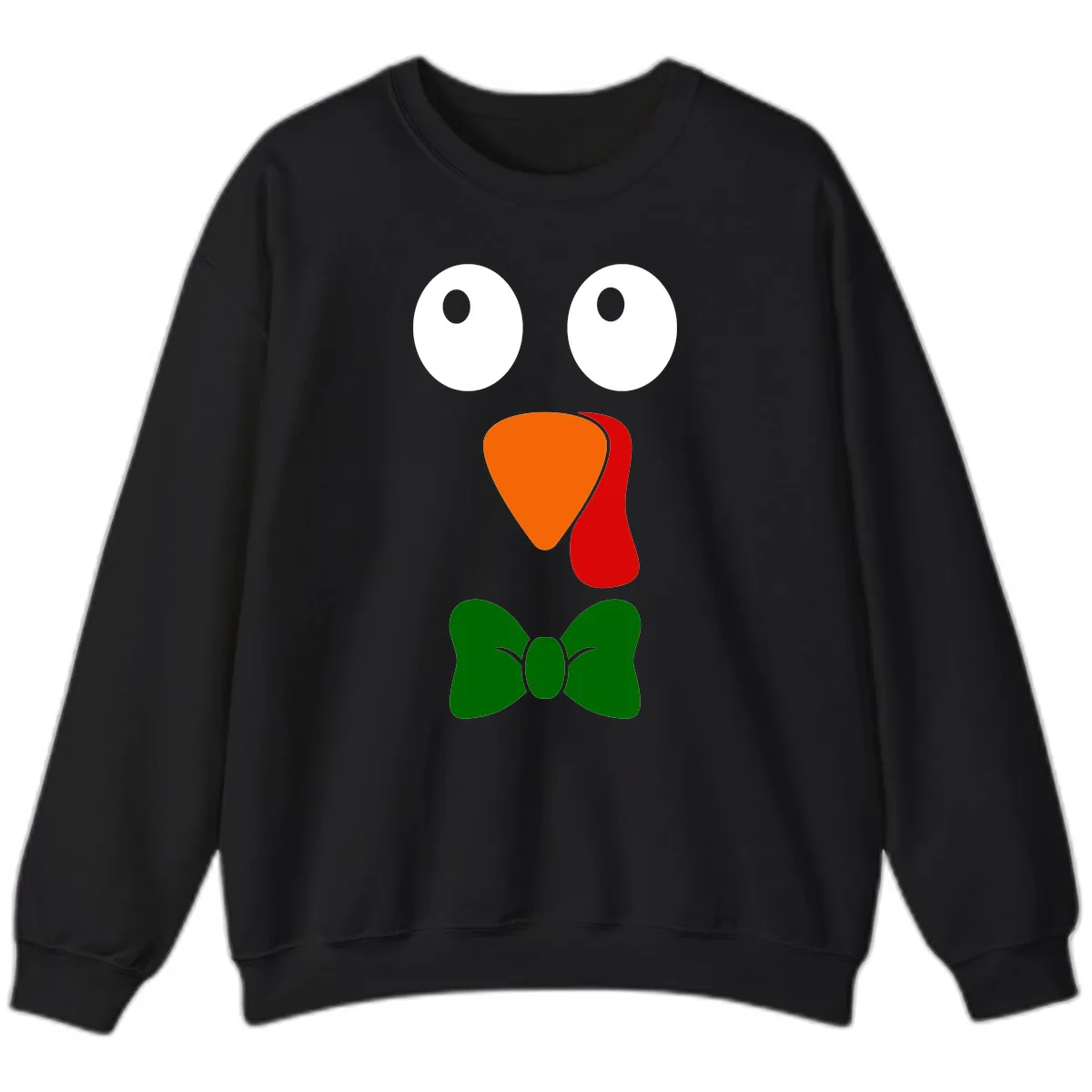 Cute Turkey Face With Bowtie Sweatshirt in Black