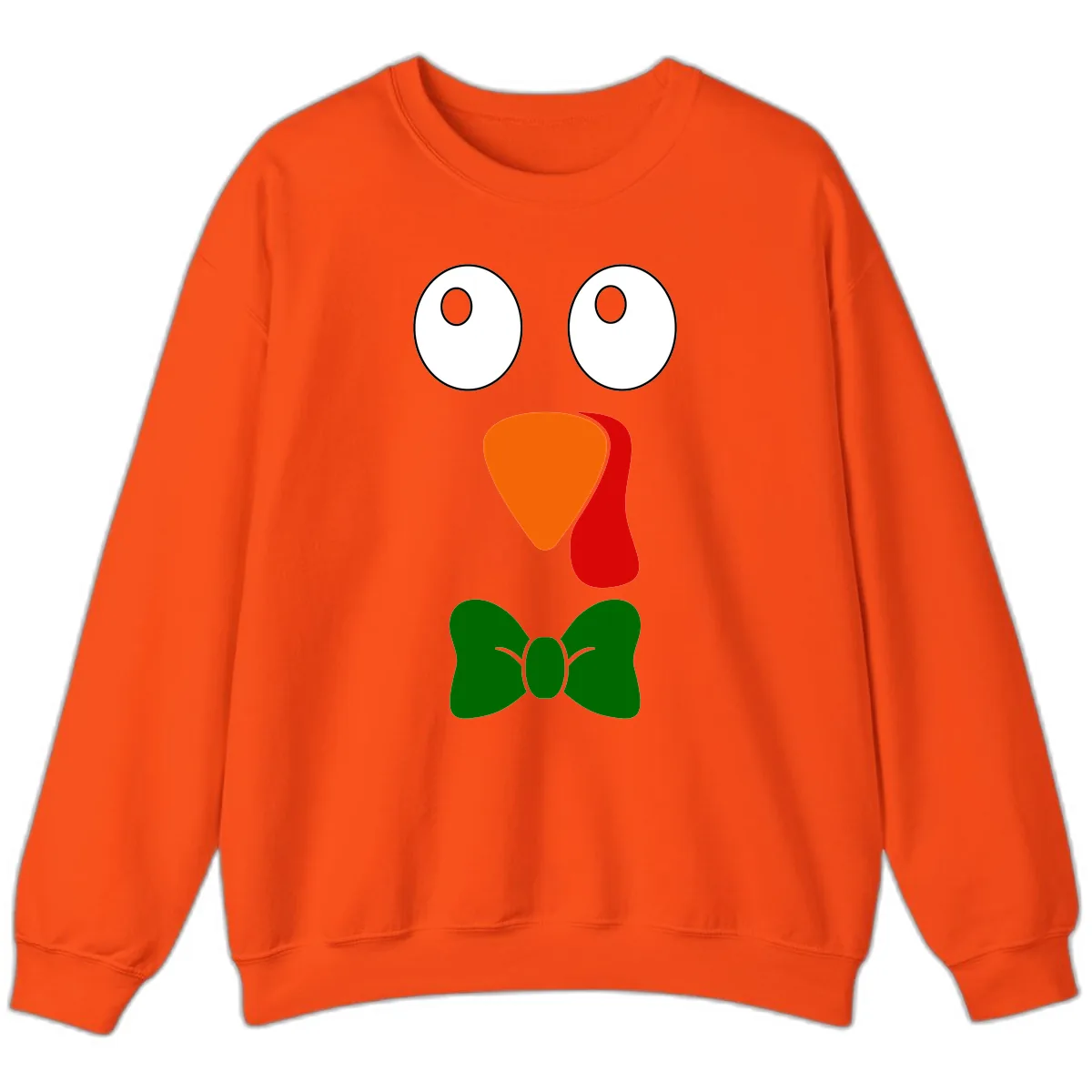 Cute Turkey Face With Bowtie Sweatshirt in Orange