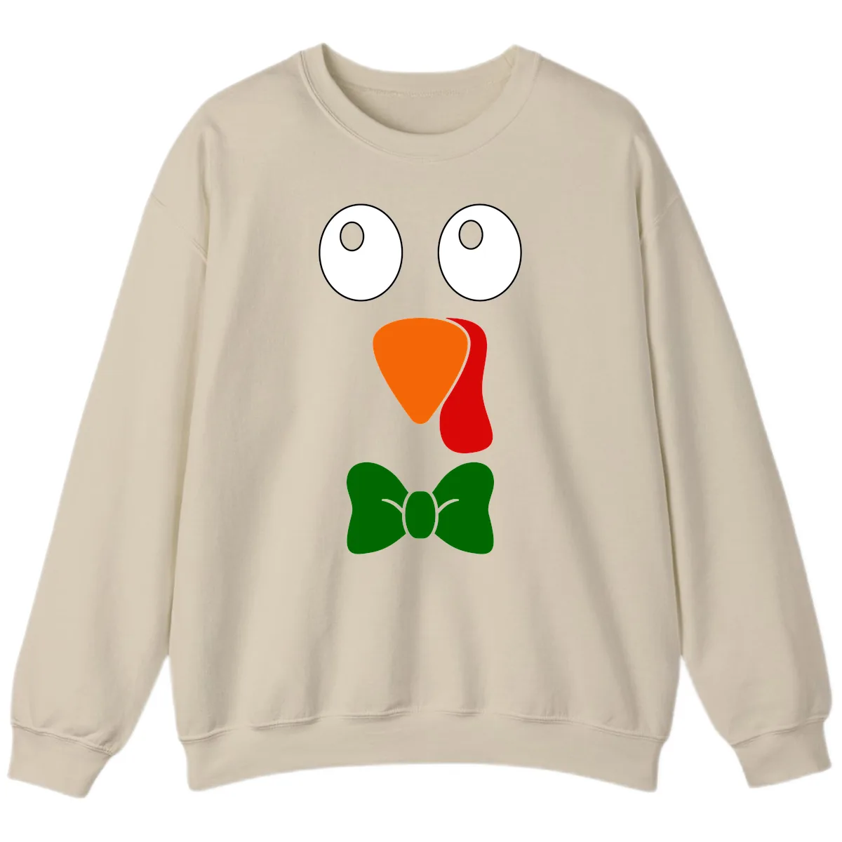 Cute Turkey Face With Bowtie Sweatshirt in Sand