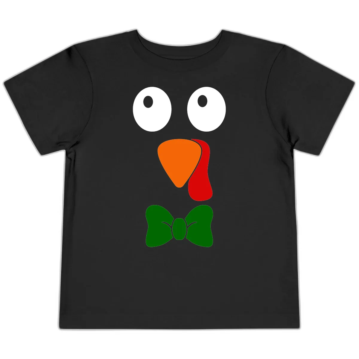 Cute Turkey Face With Bowtie Toddler T-Shirt in Black