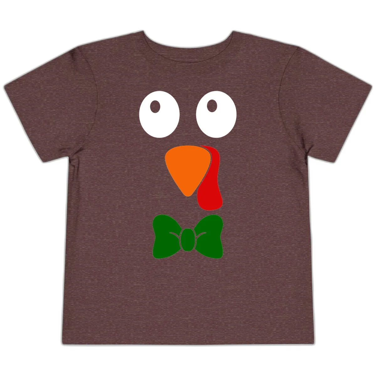 Cute Turkey Face With Bowtie Toddler T-Shirt in Heather Maroon