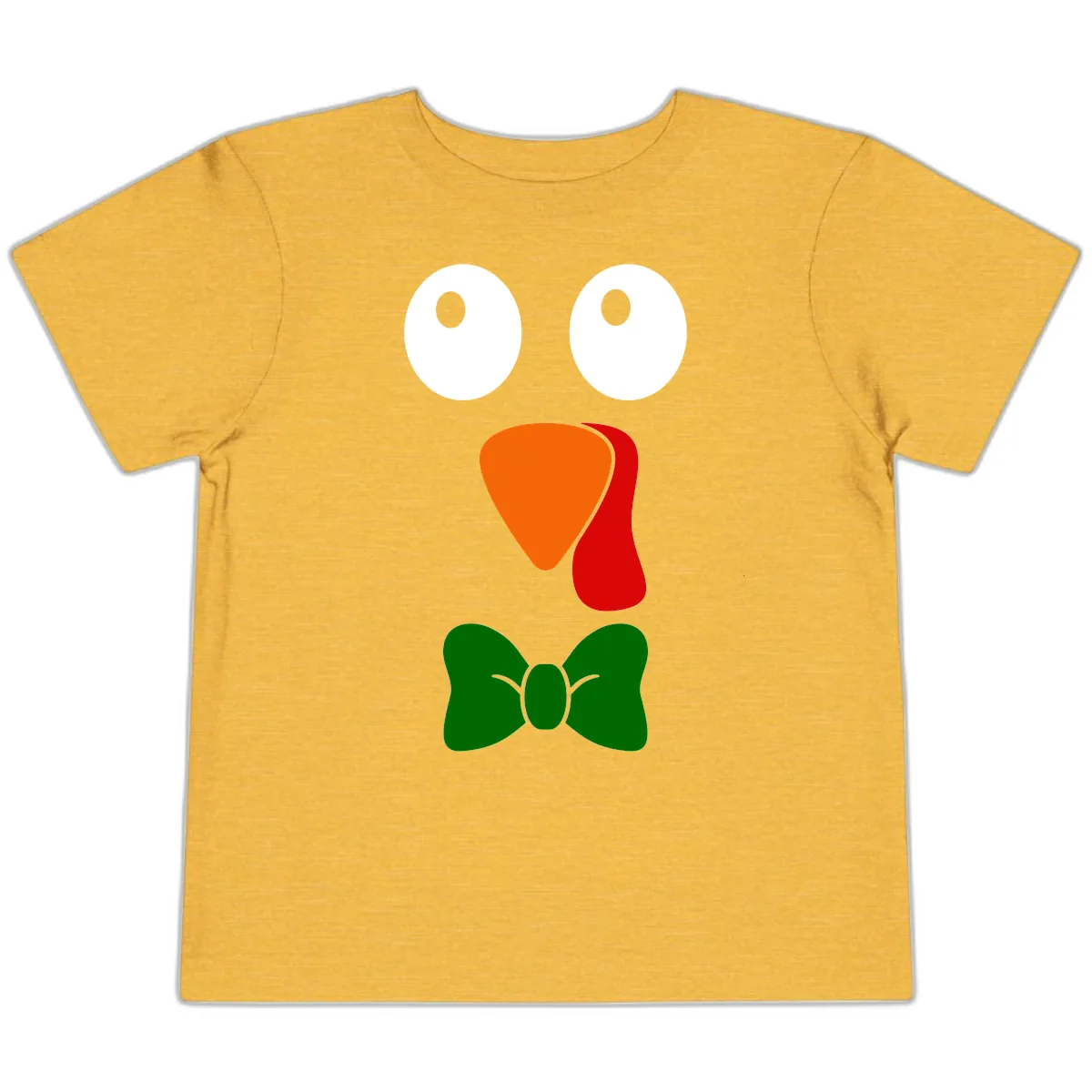 Cute Turkey Face With Bowtie Toddler T-Shirt in Heather Yellow Gold