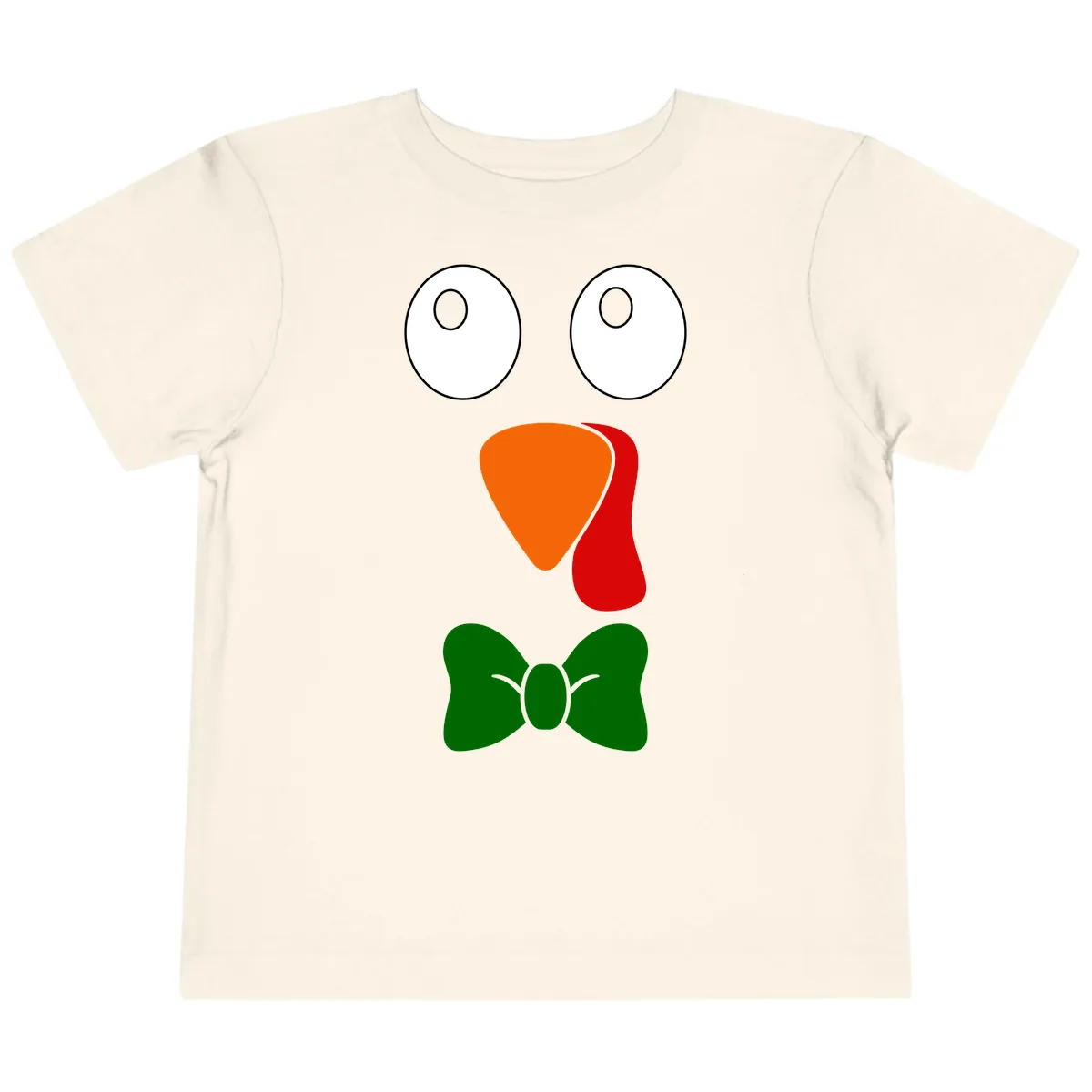 Cute Turkey Face With Bowtie Toddler T-Shirt in Natural