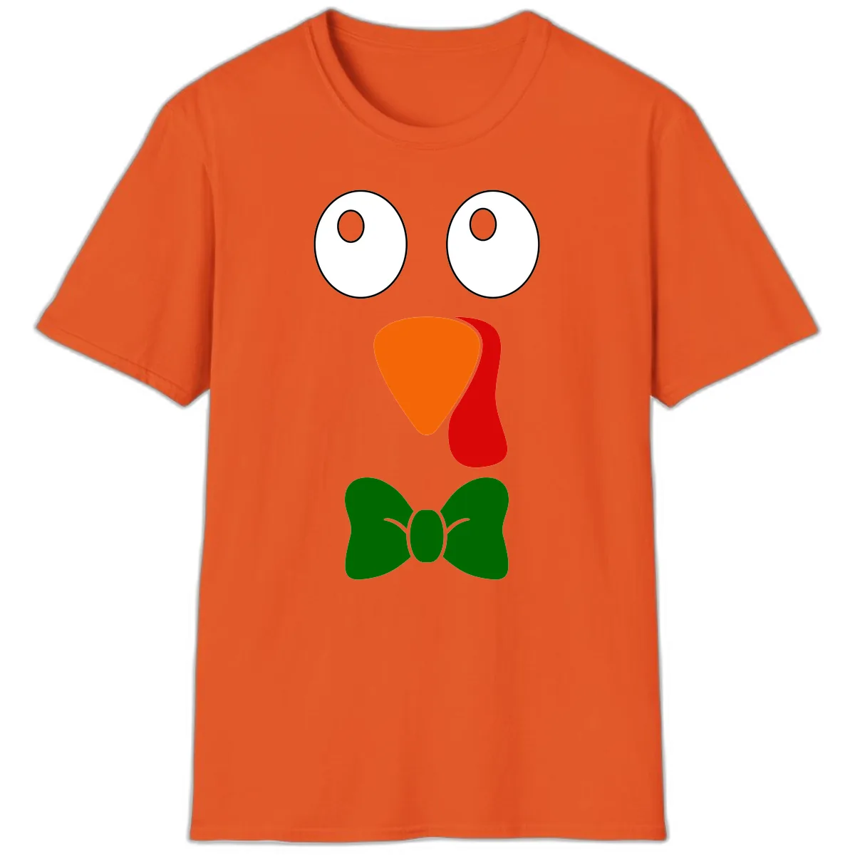 Cute Turkey Face With Bowtie T-Shirt in Orange