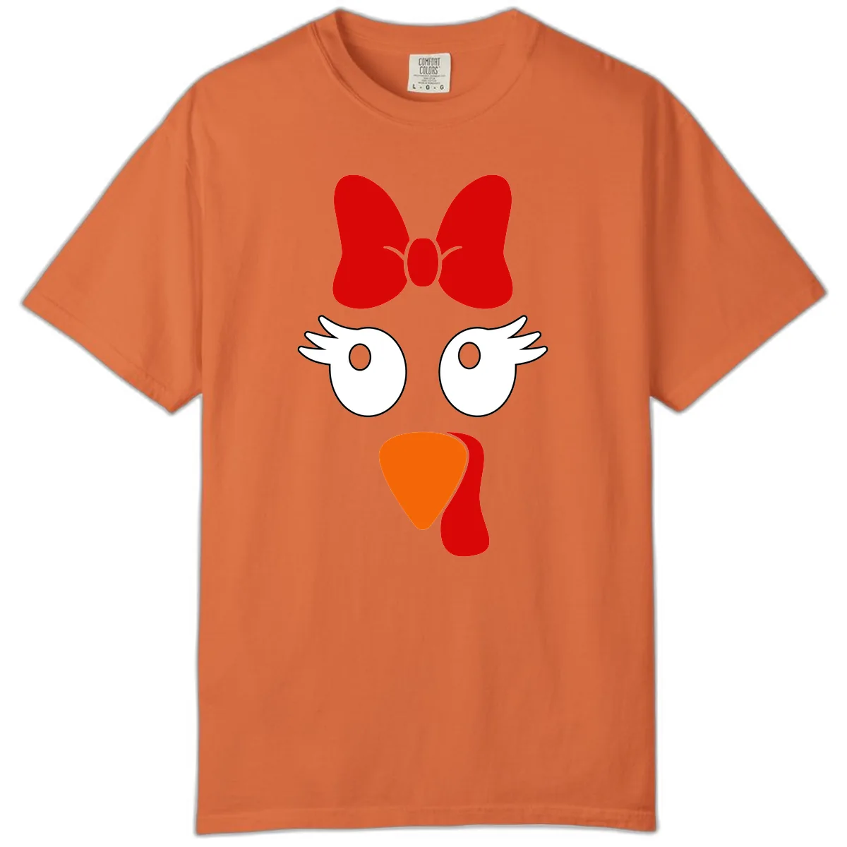 Cute Turkey Face With Bow Design Comfort Color in Burnt Orange