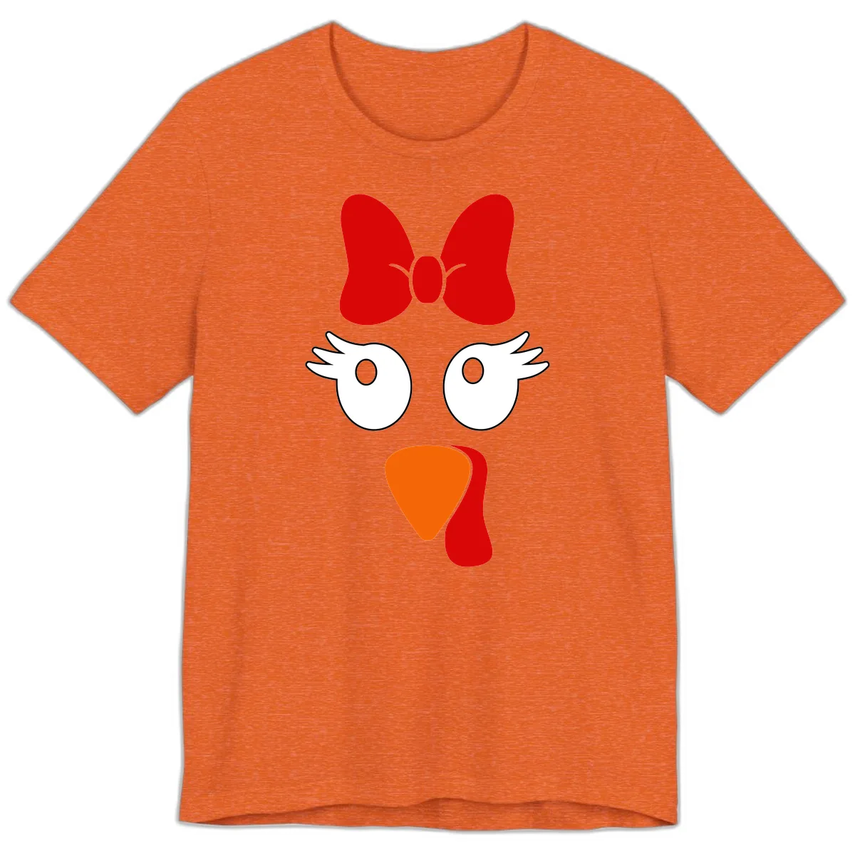 Cute Turkey Face With Bow Design Premium T-Shirt in Heather Orange