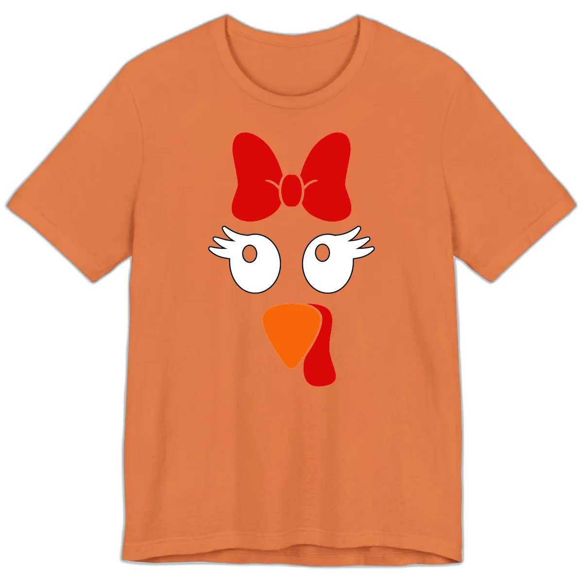 Cute Turkey Face With Bow Design Premium T-Shirt in Burnt Orange