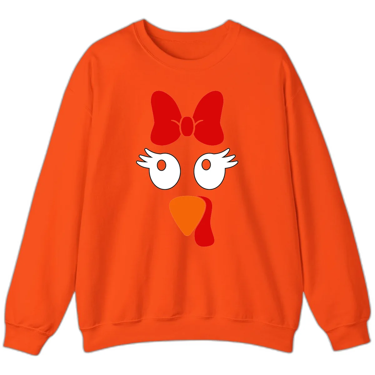Cute Turkey Face With Bow Design Sweatshirt in Orange