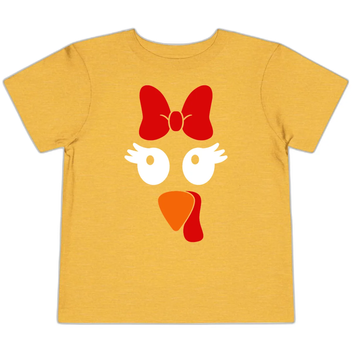 Cute Turkey Face With Bow Design Toddler T-Shirt in Heather Yellow Gold